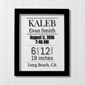 Birth Announcement - Baby Stats - New Baby - Nursery Decor - Push Present Gift - Personalized Name Birth Date Time Weight and Length - City