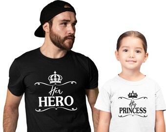 Dad And Daughter Princess And Hero Matching T-ShirtsFathers Day Gifts