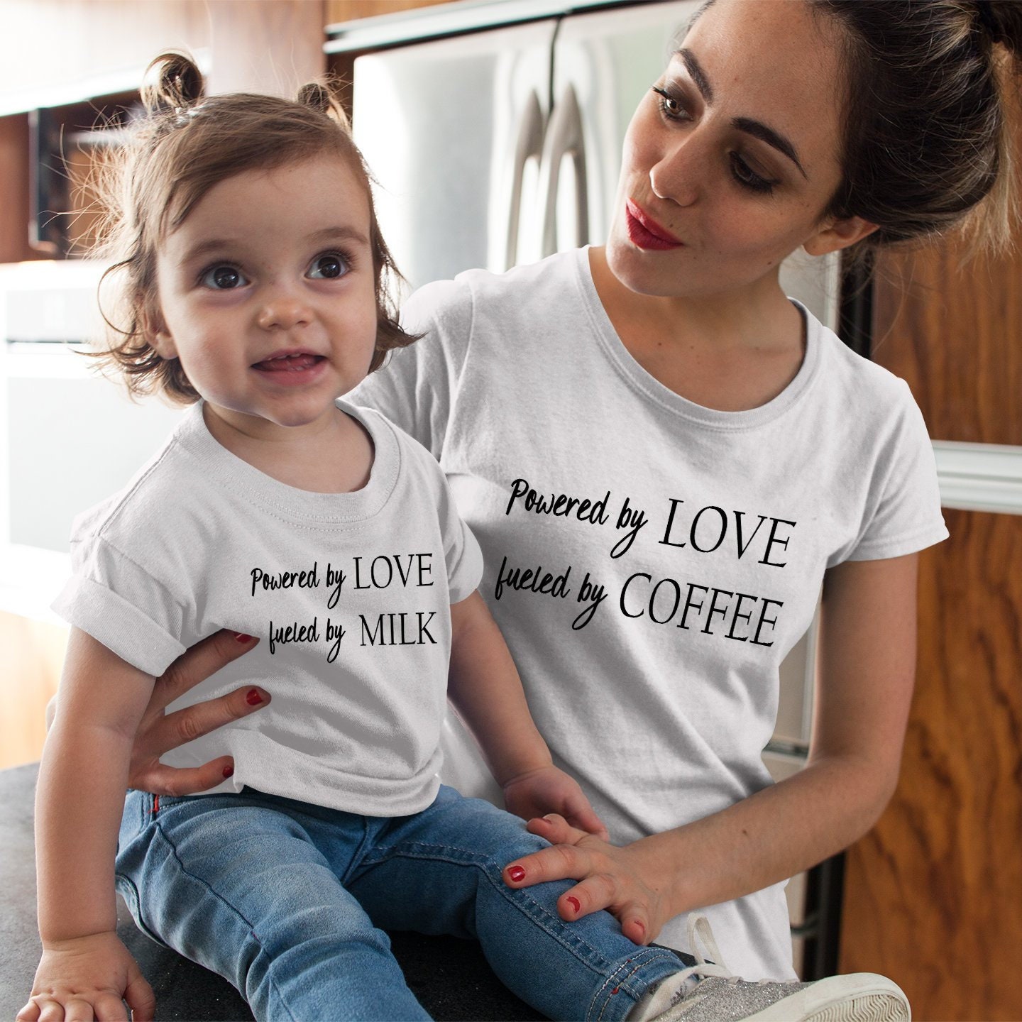 Powered by Love Mom Daughter Matching T-shirts Mommy - Etsy