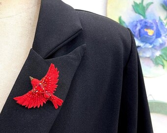 Handmade bird Brooch gift for woman red whiskered bird special gift for Mother Day