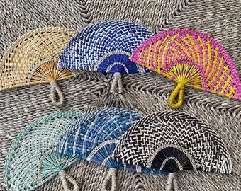 Handmade Papyrus hand fan  half circle shape for wall decoration unique style from Vietnam traditional villages