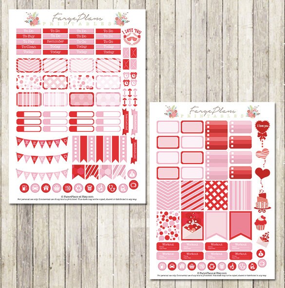February monthly stickers kit printable PDF for Erin Condren | Etsy