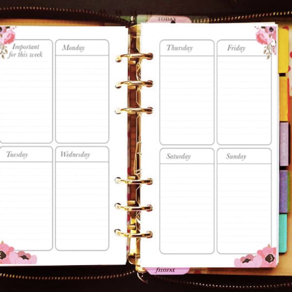 Printable planner inserts personal vertical weekly for Kate Spade Wellesley, Kikki K, Filofax, Webster Pages / INSTANT DOWNLOAD