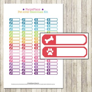Pet / dog / cat icon labels printable planner stickers for Erin Condren Lifeplanner, Filofax, Happy Planner, scrapbooking / INSTANT DOWNLOAD