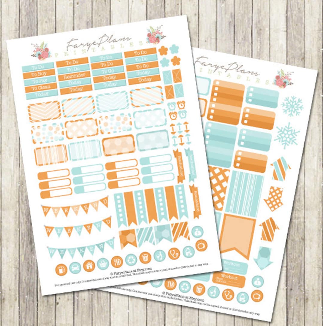 January Monthly Stickers Kit Printable PDF for Erin Condren Lifeplanner ...