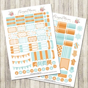 Etiquetas engomadas mensuales enero kit imprimible PDF para Erin Condren Lifeplanner, Filofax, planificador de feliz, scrapbooking / instantánea descargar