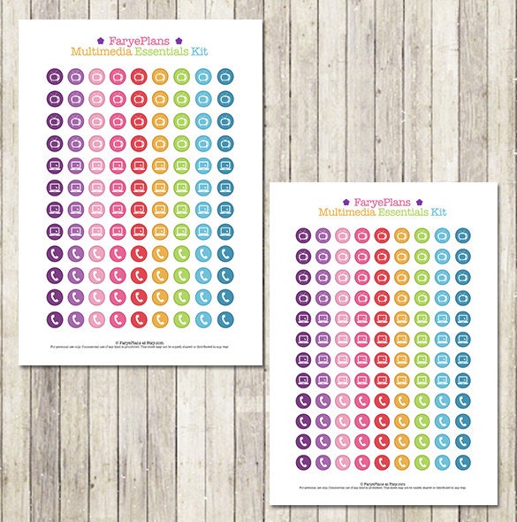 Multimedia Icons Printable Planner Stickers for Erin Condren ...