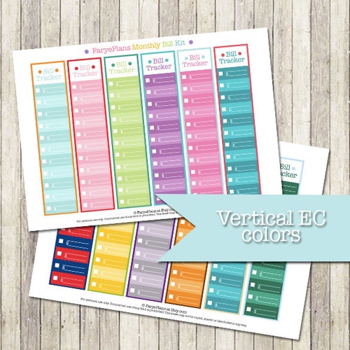 Monthly Bills Tracker Printable Planner Stickers in Vertical - Etsy