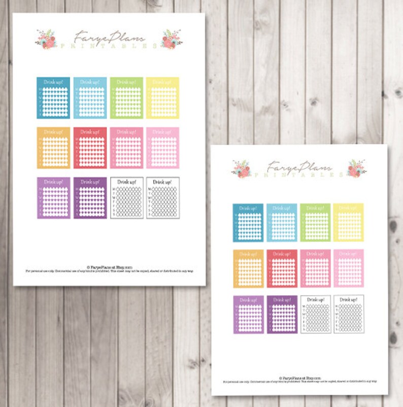 Weekly Hydration Water Intake Printable Planner Stickers for - Etsy
