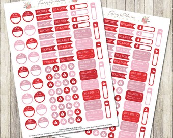 February payday /  bill printable planner stickers for Erin Condren Lifeplanner, Filofax, Happy Planner, scrapbooking / INSTANT DOWNLOAD