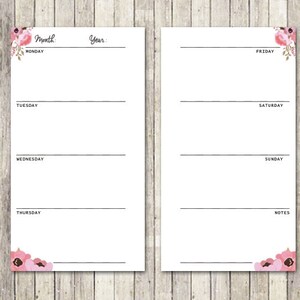 Printable Planner Inserts Personal Horizontal Weekly for Kate Spade ...