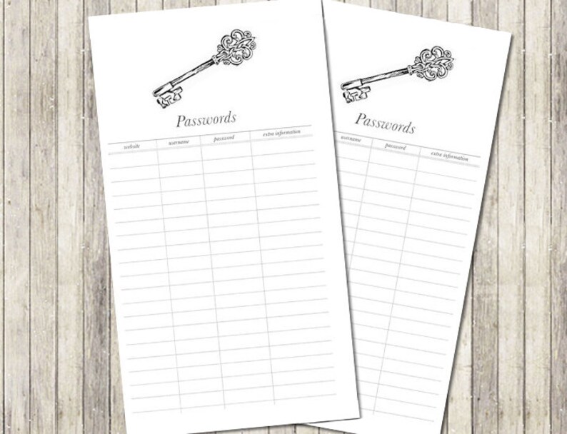 Printable Planner Inserts Personal Passwords for Kate Spade - Etsy