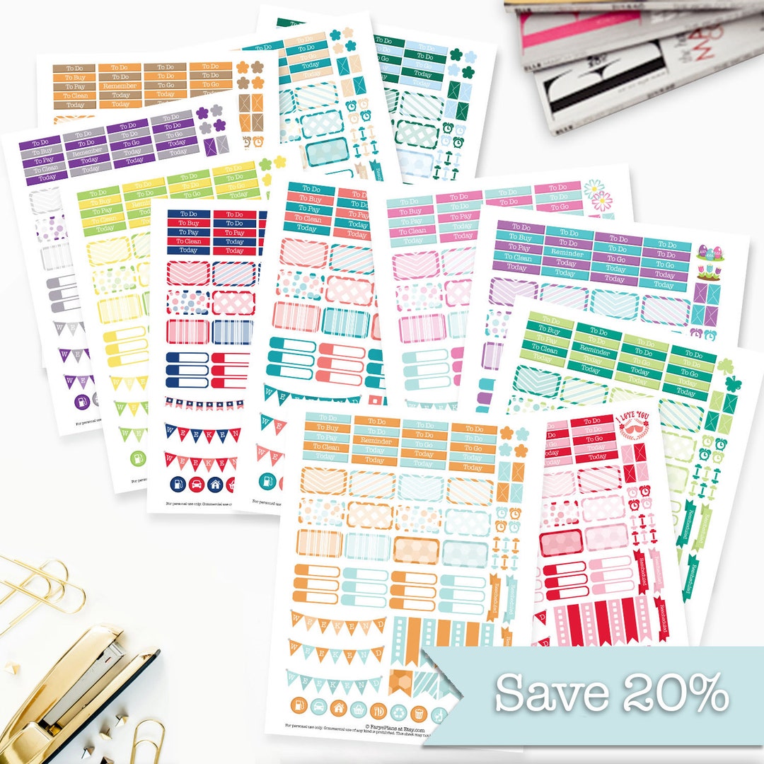 All Months Erin Condren Stickers Full Year Pack / Printable Files for ...