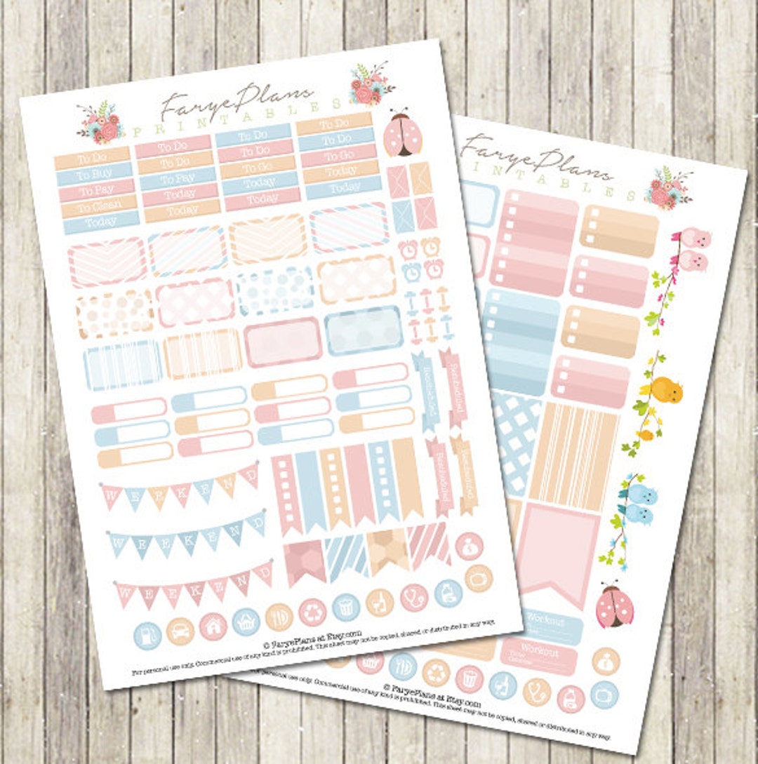 Spring Tijd Stickers Afdrukbare PDF Voor Erin Condren Lifeplanner ...