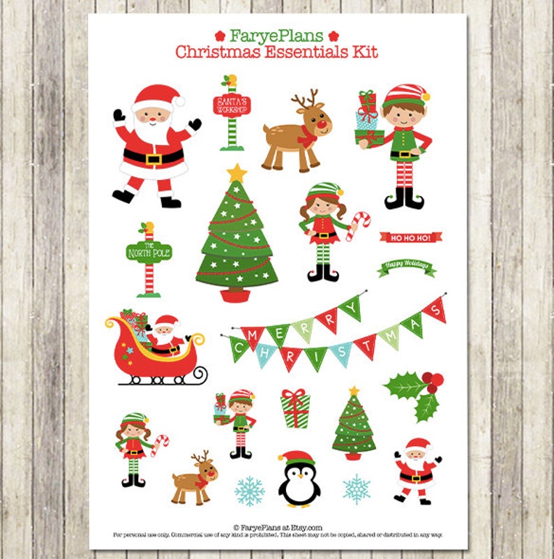 Christmas Monthly Stickers Kit Printable PDF for Erin Condren ...