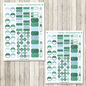 December payday / bill printable planner stickers for Erin Condren Lifeplanner, Filofax, Plum Planner, scrapbooking / INSTANT DOWNLOAD image 2