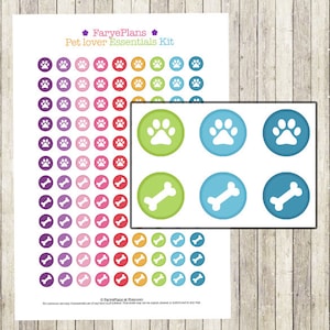 Pet / dog / cat icons printable planner stickers for Erin Condren Lifeplanner, Filofax, Happy Planner, scrapbooking / INSTANT DOWNLOAD