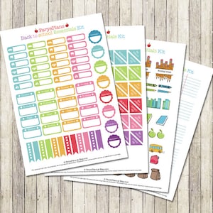 Back To School printable planner stickers for Erin Condren Lifeplanner, Filofax, Happy Planner, scrapbooking / INSTANT DOWNLOAD image 1