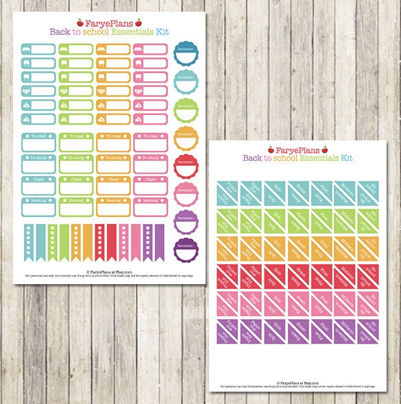 Back to School Printable Planner Stickers for Erin Condren Lifeplanner ...