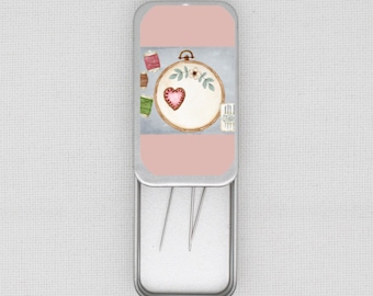 Cross Stitch And Embroidery magnetic needle case/tin for cross stitch/embroidery/needlepoint/sewing