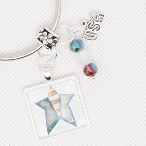 USA Star Floss Ring / thread drop/ thread keeper for cross stitch or embroidery floss
