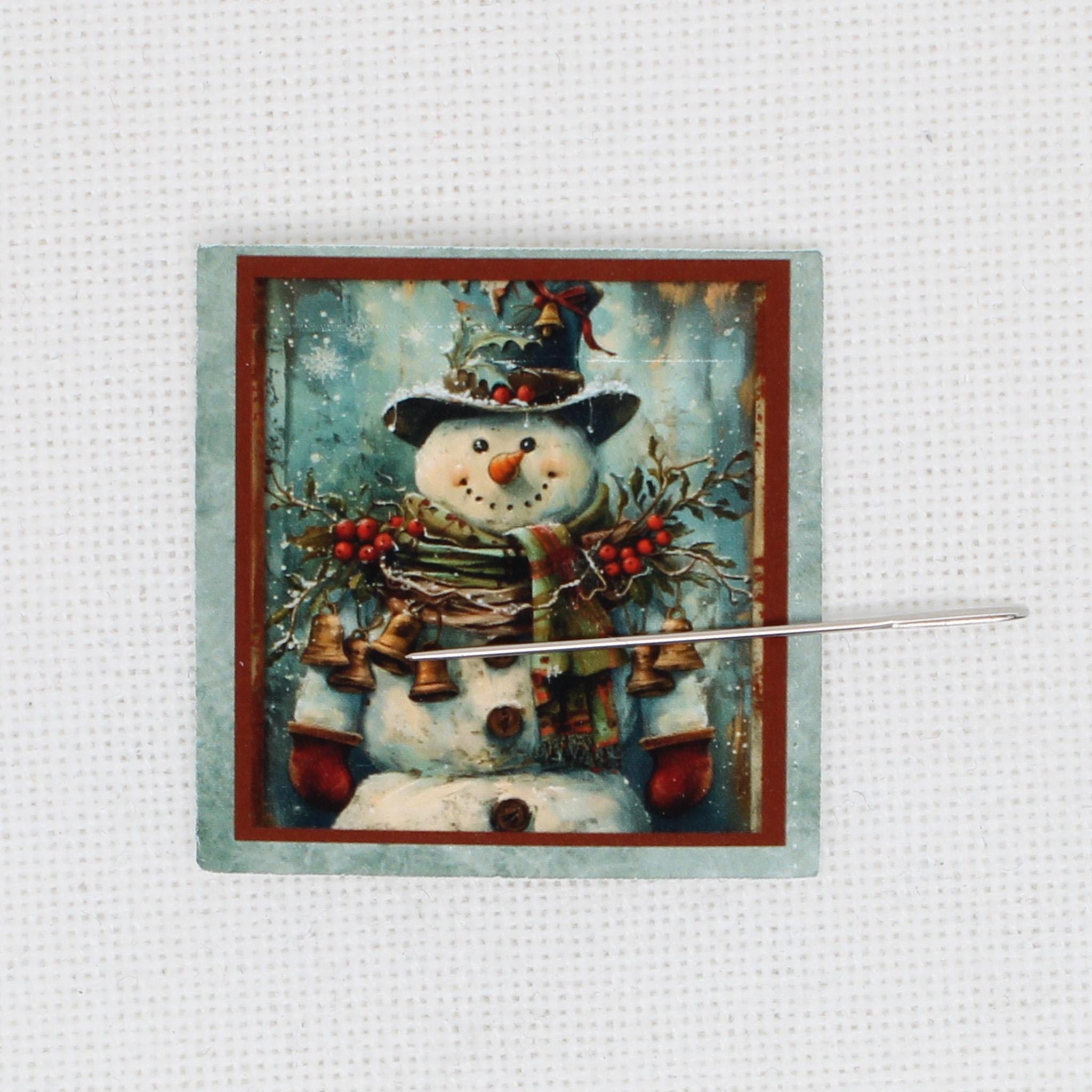 Needle Minder Magnetic, Snowman Design, Cross Stitch Needle Nanny Gift…