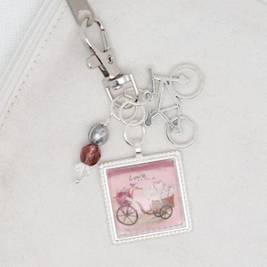 Valentine zipper pull/ Mini scissor fob/ key ring charm