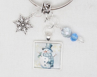 Snowman Floss Ring / thread drop/ thread keeper for cross stitch or embroidery floss