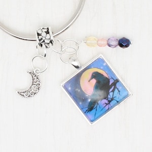 Raven Bird Floss Ring / thread drop/ thread keeper for cross stitch or embroidery floss