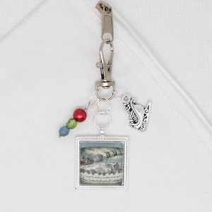 Night Before Christmas zipper pull/ Mini scissor fob/ key ring charm