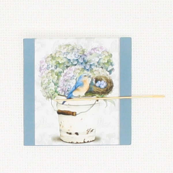 Bird and flowers needle minder/cover minder for cross stitch/embroidery/needlepoint/diamond painting