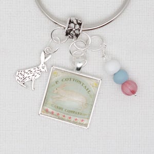 Cottontail Bunny Floss Ring / thread drop/ thread keeper for cross stitch or embroidery floss