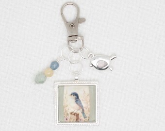 Bird zipper pull/ Mini scissor fob/ key ring charm