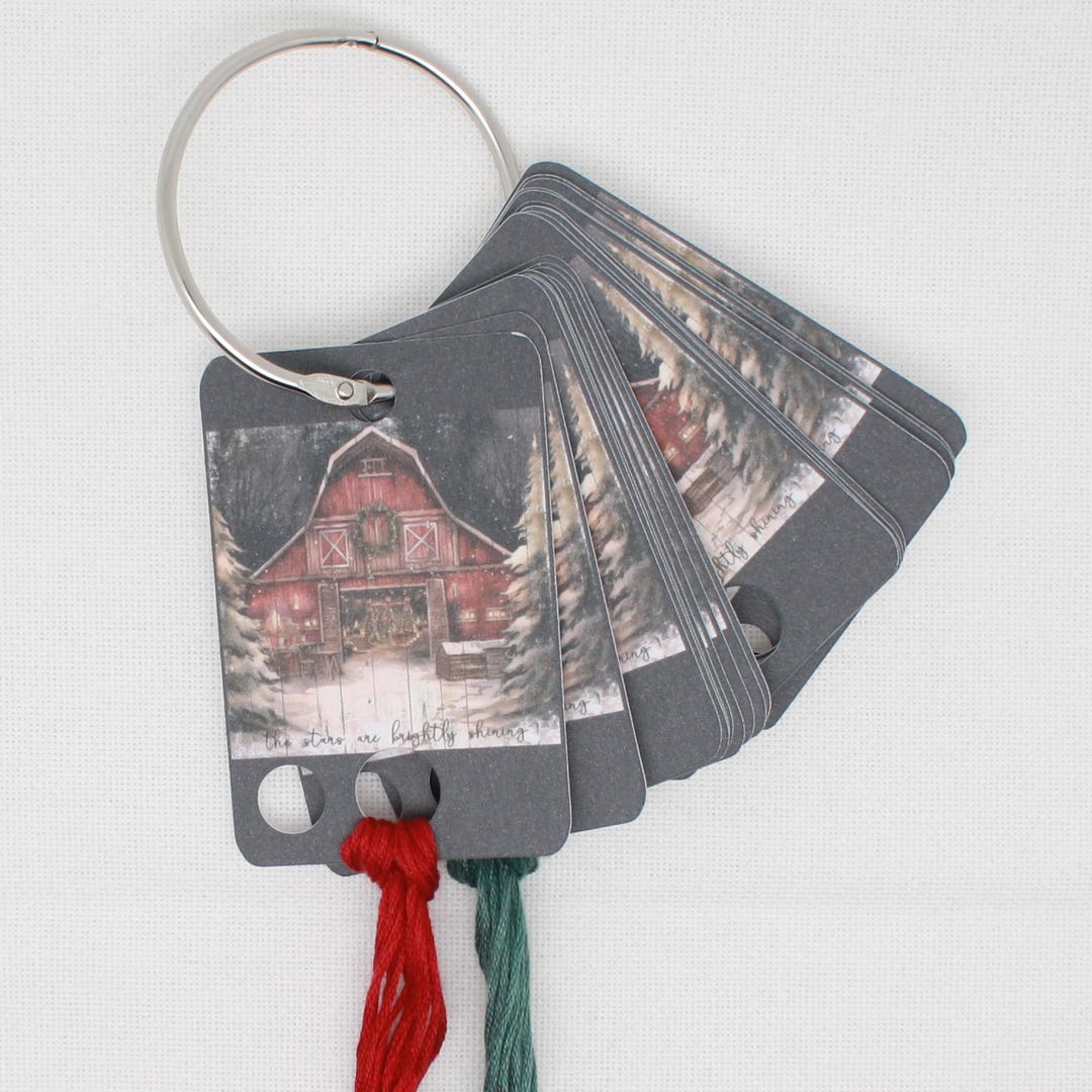 Christmas Barn Thread Drops/ Thread Cards/ Flss Holders for Embroidery ...