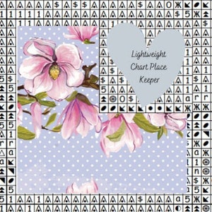 Magnolia bloemenkaart plaatshouder/patroonhulp/kaartmarkering voor kruissteek