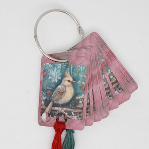 20er Set weihnachtliche Vogel-Garntropfen/ Garnkarten/ Garnhalter für Stickgarn