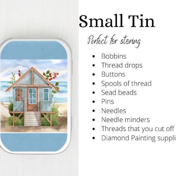 Beach hut storage case for cross stitch, embroidery, needlepoint, sewing or diamond painting