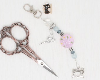 Scissor fob - Sewing scissor fob/zipper pull/phone charm/purse charm/ planner charm/key ring