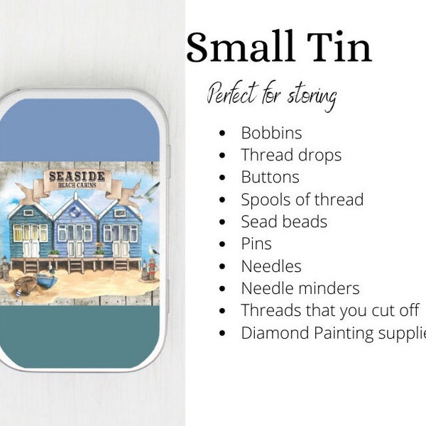 Seaside cabins storage case for cross stitch, embroidery, needlepoint, sewing or diamond painting