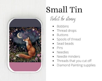 Night Fox storage case for cross stitch, embroidery, needlepoint, sewing or diamond painting