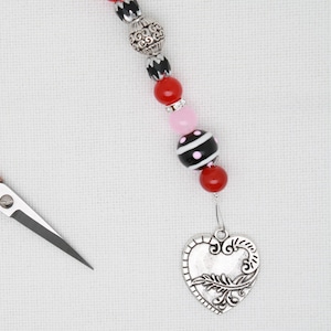 Heart scissor fob/scissor decoration for cross stitch or embroidery scissors