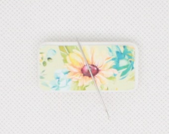 Sunflower magnetic needle minder/cover minder for cross stitch, embroidery, needlepoint, or diamond paintin