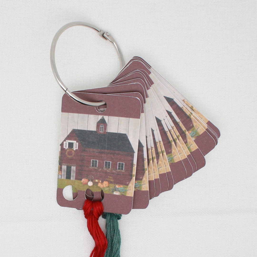 Fall Barn Thread Drops/ Thread Cards/ Flss Holders for Embroidery Floss ...