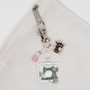 Sewing machine zipper pull/ Mini scissor fob/ key ring charm