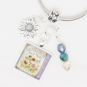 Sunflower Floss Ring / thread drop/ thread keeper for cross stitch or embroidery floss