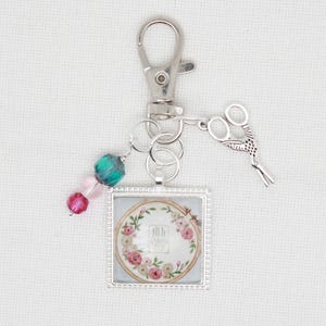 Cross Stitch/ Embroidery  zipper pull/ Mini scissor fob/ key ring charm
