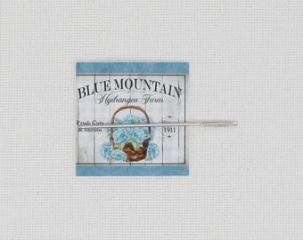 Needle Minder Magnetic, Hydrangea Design, Cross Stitch Needle Nanny Gift for Stitcher, Embroidery Needlepoint Magnet