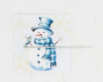 Snowman needle minder/cover minder for cross stitch/embroidery/needlepoint/diamond painting