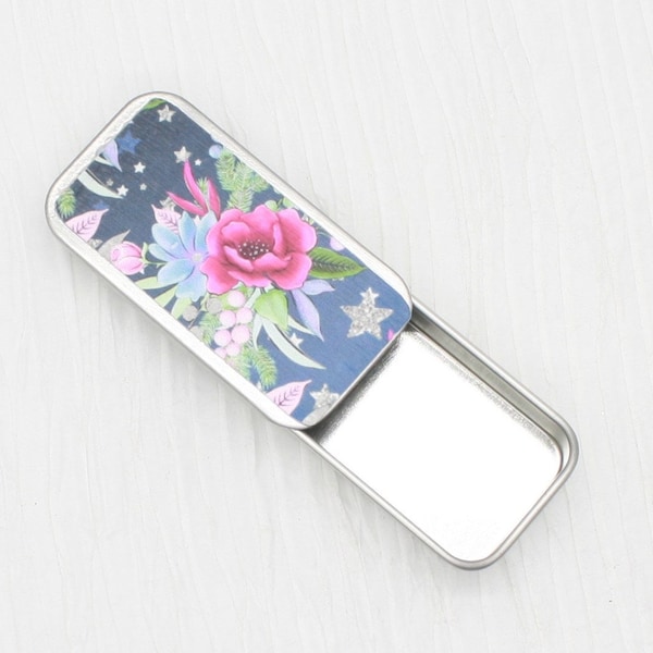 Flowers needle case/ needle/ pins tin for cross stitch, embroidery, sewing or needlepoint