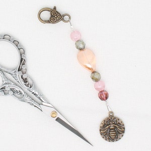 Bee scissor fob/scissor decoration for cross stitch or embroidery scissors